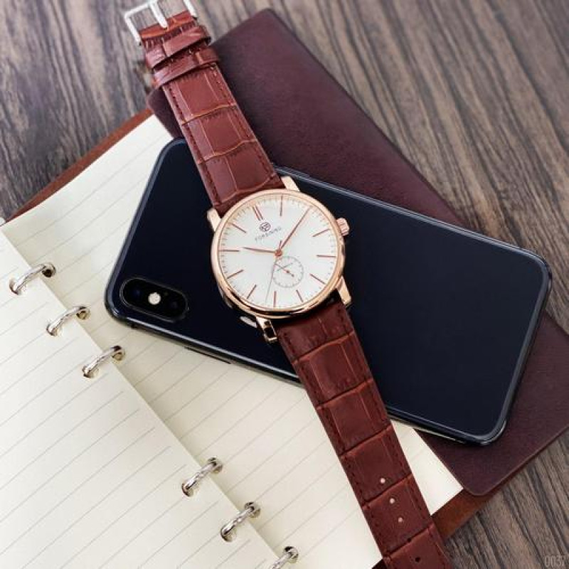 Watch Forsining 8214 Gold-White-Brown