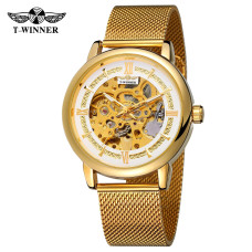 Часы  Forsining 8173 Gold-White Mesh