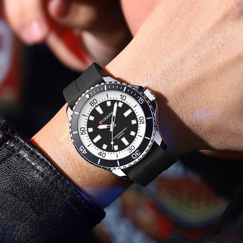 Curren 8448 Silver-Black Watch