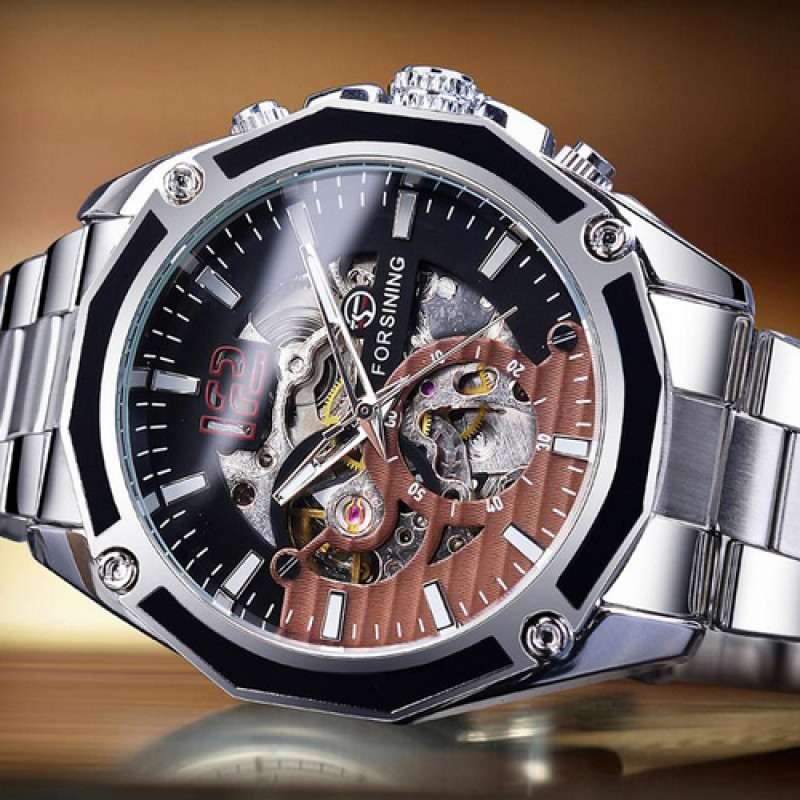 Watch Forsining 8207 Silver-Black