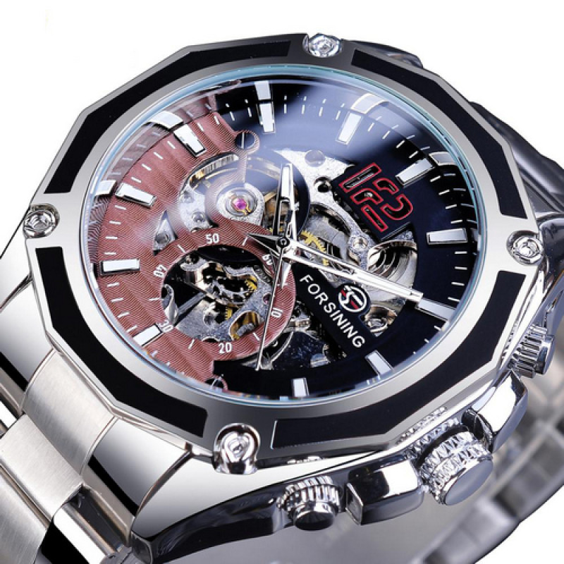 Watch Forsining 8207 Silver-Black