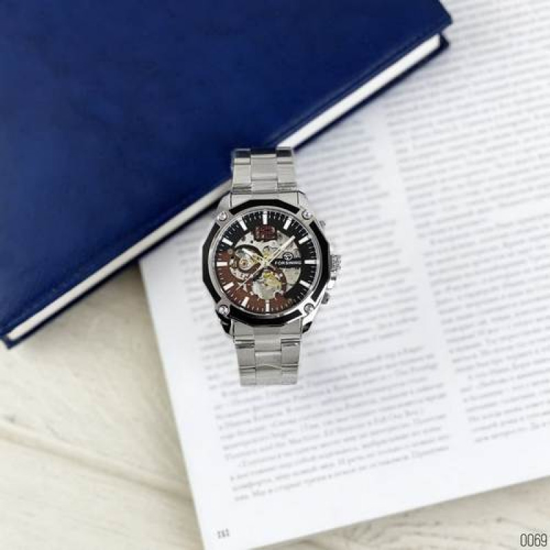 Watch Forsining 8207 Silver-Black