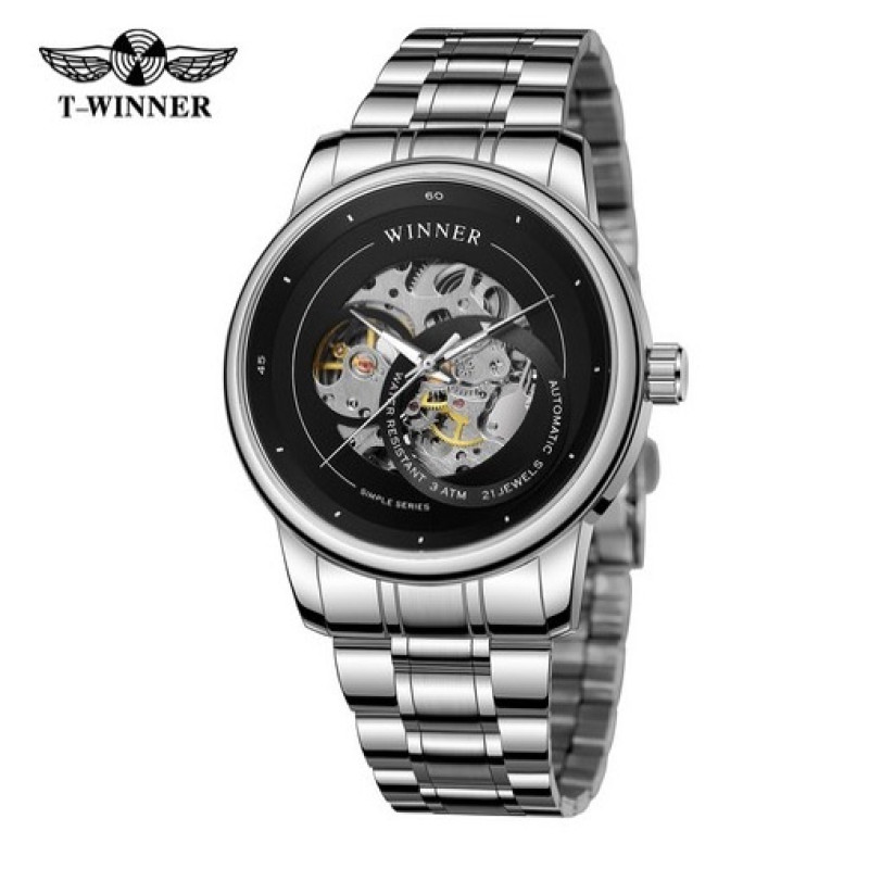Watch Forsining 8190 Silver-Black Steel