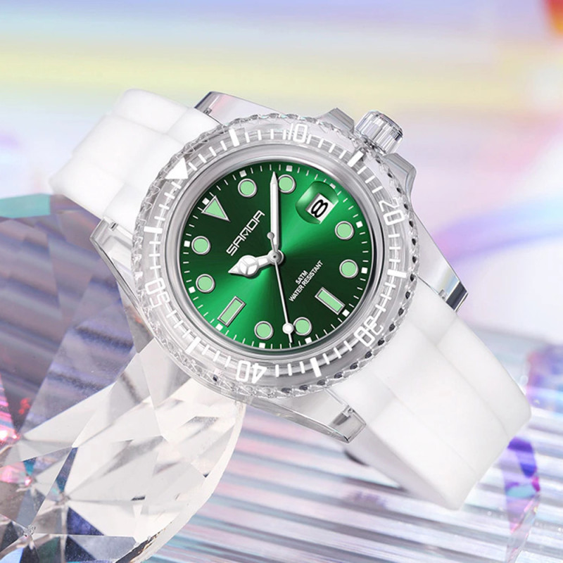Watch Sanda 9007 White-Green