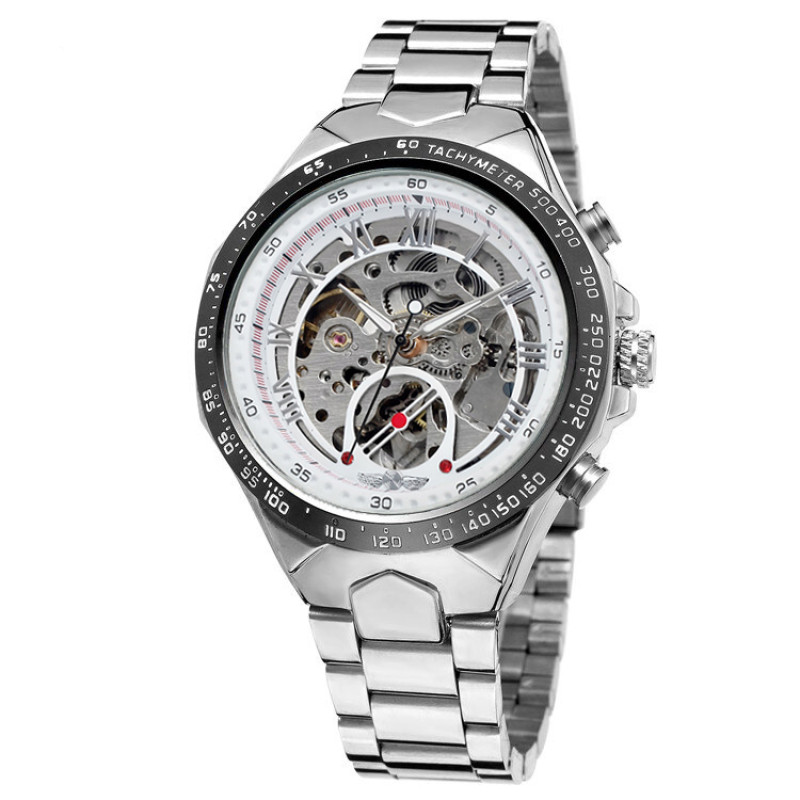 Watch Winner 8067 Silver-Black-White Red Crystal