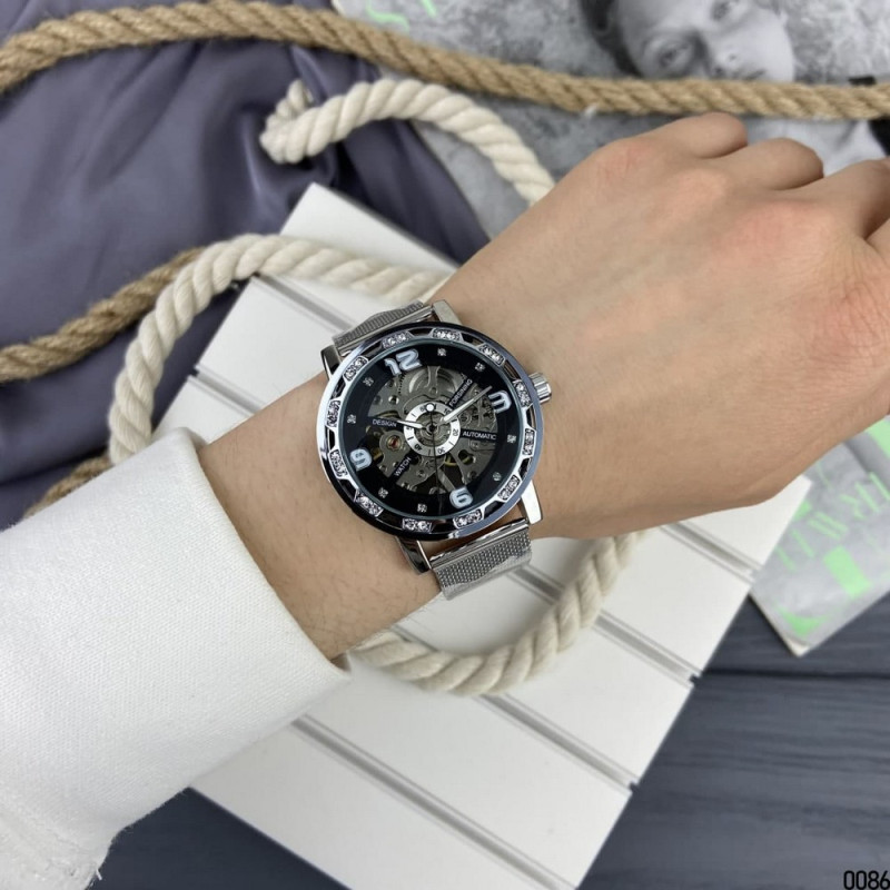 Watch Forsining 8209 Silver-Black