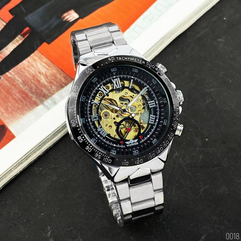 Watch Winner 8067 Silver-Black-Gold Red