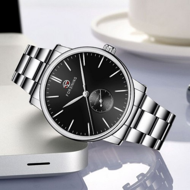 Watch Forsining 8214 Silver-Black