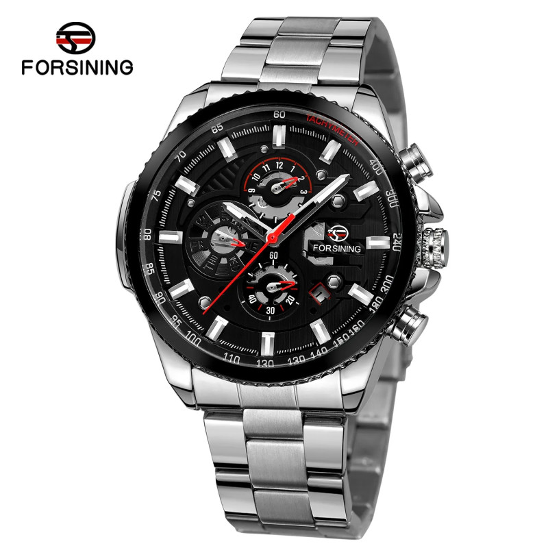Watch Forsining 6909 Silver-Black-Black