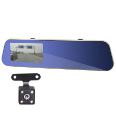 Дзеркало-реєстратор Lesko Mirror DVR Car H430 яскравий екран 4.3" 1080p записування G-Sensor з камерою заднього огляду