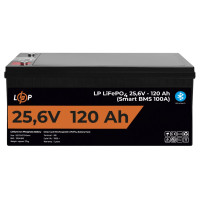 LP LiFePO4 Battery 25.6V - 120 Ah (3072Wh) (Smart BMS 100A) with BT plastic for UPS