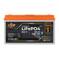 LP LiFePO4 Battery 25.6V - 50 Ah (1280Wh) (BMS 80A/50A) Plastic LCD Smart BT