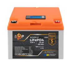 Акумулятор LP LiFePO4 12,8V - 32 Ah (410Wh) (BMS 50А/25A) пластик LCD