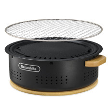 Настільна кругла піч із решіткою та сковорідкою Naturehike CNK2550CF010, 36*32.6*12 см, хромоване залізо