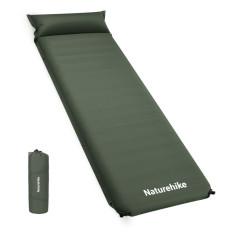 Килимок самонадувний одномісний з подушкою Naturehike CNK2450WS020, 100 мм, темно-зелений
