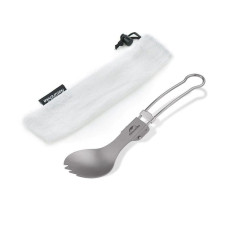 Ложко-вилка титановая складная Naturehike NH19C001-J серая с мешочком