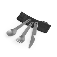 Naturehike CNH22CJ017 Titanium Cutlery Set (Spoon, Fork, Knife), Gray with Pouch