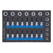 Набір торцевих насадок та головок 1/2"&3/8", TORX, HEX, Е6-Е20, 28 одиниць