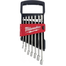 Набір ключів рожково-накидних метричних хромованих MAX BITE MILWAUKEE з храповиком, (8/10/12/13/ 14/15/1722мм) (7шт) пластиковий