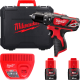 Дрель-шуруповерт ударный аккумуляторный MILWAUKEE, M12 BPD-202C (+ заряд.устройство, 2 аккум., кейс)