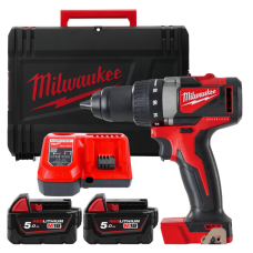Дриль-шурупокрут акумуляторний MILWAUKEE, M18 BLDD2-502X, 82Нм (зарядний пристрій М12-18 FС, 2 акумулятори М18 В5 5Аг, HD кейс)