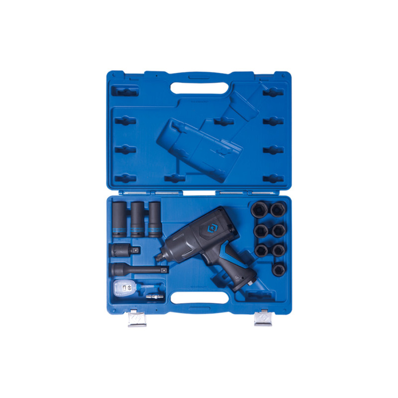 Pneumatic Impact Wrench 1/2" 1356 Nm with Deep Sockets (17-27mm) 15 pcs