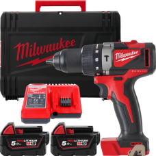 Дриль-шуруповерт з ударом акумуляторний MILWAUKEE, M18 BLPD2-502X (зарядний пристрій М12-18 С, 2 акумулятори М18 В5 5Аг, HD кейс