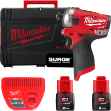 Гвинтокрут акумуляторний 1/4" HEX MILWAUKEE, M12 FQID-202X, 50Нм (+ заряд.пристрій, 2 акум.Х 2Аг, HD