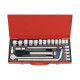 1/2" Socket Set, 24 pcs, 12-point, in Metal Case