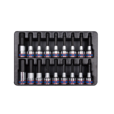 Набір TORX 1/2" Т20-Т60 та торцевих біт 1/2", 4-17 мм, 18 одиниць