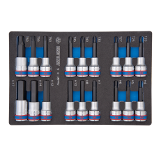 Набір торцевих головок 1/2", TORX, HEX, L = 80 мм, ложемент, 18 предметів