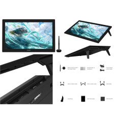 Графический монитор Huion 23,8" Kamvas Pro 24,4K HDMI, DP, USB-C, DC, USB-A, черный
