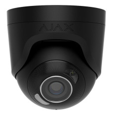 IP-Камера дротова Ajax TurretCam HL black, 8мп, 4мм, гібридне підсвічування IR 50м, білий Led 50м, Poe, True WDR, IP 65, ІЧ 50м, аудіо, 75° до 85°, купольна, чо