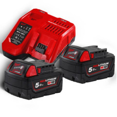 Набір акумулятора та зарядного пристрою Milwaukee M18 NRG-502С 2х5А·год Redlithium M18 ЗП M12-18FC