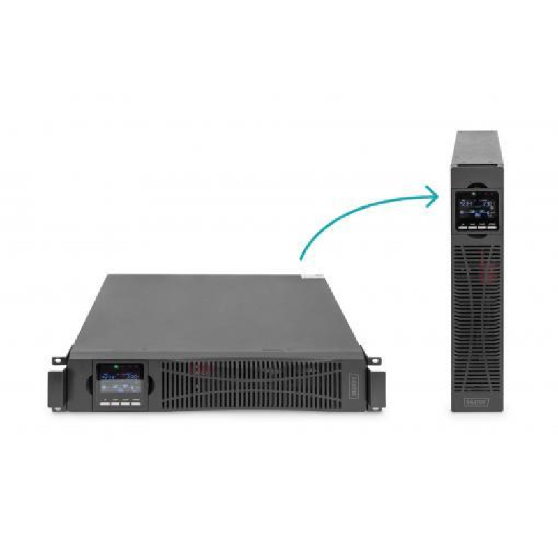 Источник бесперебойного питания DIGITUS 2000VA/2000W, RTU2, LCD, RJ45, RS232, USB, 8xC13