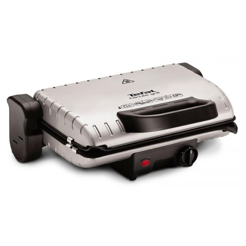 Гриль Tefal прижимной MinuteGrill 1600Вт, темп. режимов-3, съемные пластины, раскрытие на 180°, металл