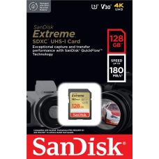 SanDisk SD 128GB C10 UHS-I U3 R180/W90MB/s Extreme V30 Memory Card