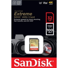 Карта пам'яті SanDisk SD 32GB C10 UHS-I U3 R100/W60MB/s Extreme V30
