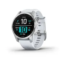 Смарт-часы Garmin Fenix 7S серебристые с белым ремешком