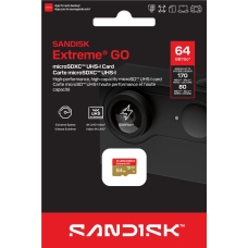 Карта пам'яті SanDisk microSD 64GB C10 UHS-I U3 A2 V30 R170/W80MB/s Extreme GO