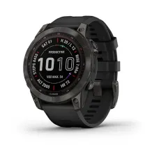 Смарт-часы Garmin Fenix 7 Sapphire Solar титановый серый DLC с черным ремешком