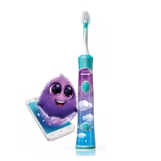 Щетка зубная электр. Philips, Sonicare For Kids, для детей, 62т. колебаний/мин, насадок-2, Bluetooth, голубой