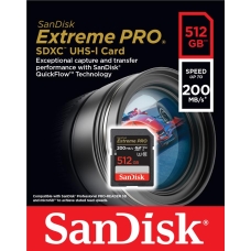 Карта пам'яті SanDisk SD 512GB C10 UHS-I U3 R200/W140MB/s Extreme Pro V30