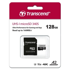 Карта пам'яті Transcend microSD 128GB C10 UHS-I U3 A2 R160/W90MB/s + SD