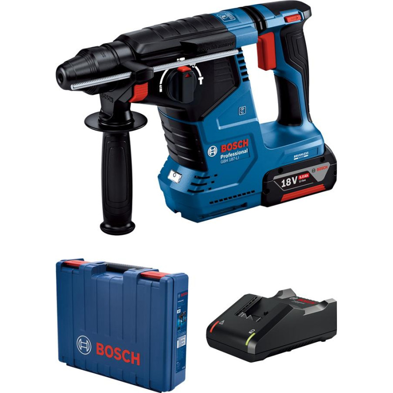 Перфоратор аккумуляторный Bosch Professional GBH 187-LI SDS-plus 18В 1х5А·час 2.4Дж 3кг
