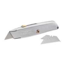 Stanley 99E Trapezoid Utility Knife, Zinc Alloy Body, Blade Storage Compartment, 3 Blades Included, 155mm