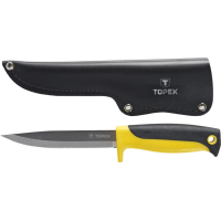 TOPEX utility knife, 230mm, 120mm blade, two-component handle, leather sheath