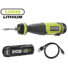 Паяльник аккумуляторный Ryobi USB Lithium RSI4-120G 4В 2А·ч 460°С светодиодная подсветка 0.1кг