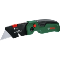 Bosch Folding Utility Knife, Trapezoidal Blade, Plastic Body, 144mm