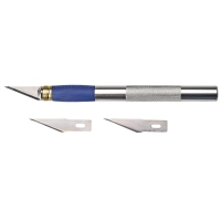 TOPEX Modeler's Knife, for fine work, metal body, 3 blades, steel, 127mm